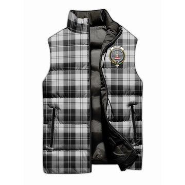 Erskine Black and White Tartan Sleeveless Puffer Jacket with Family Crest