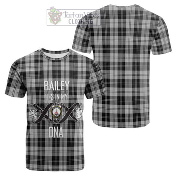 Erskine Black and White Tartan Cotton T-shirt with Family Crest DNA In Me Style