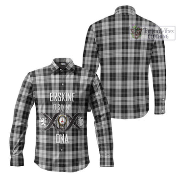 Erskine Black and White Tartan Long Sleeve Button Shirt with Family Crest DNA In Me Style