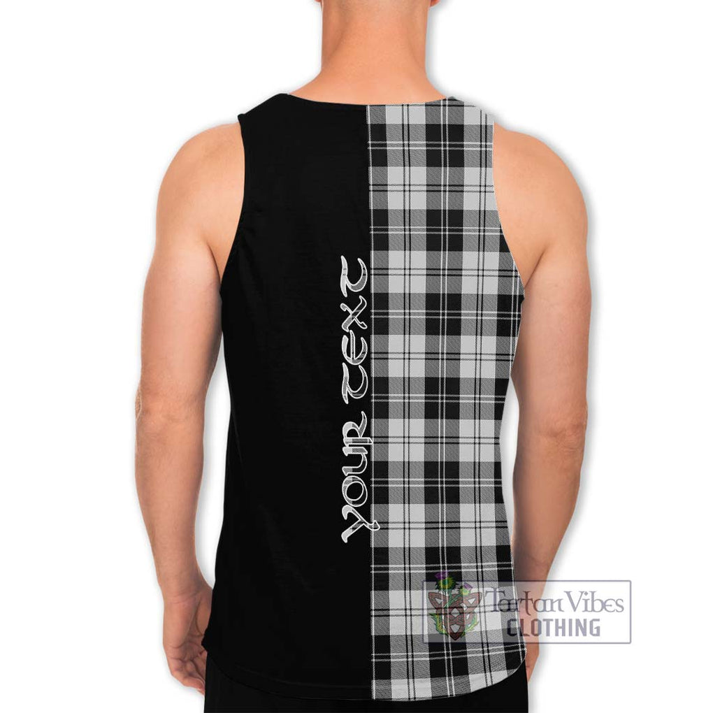 Erskine Black and White Tartan Men's Tank Top with Family Crest and Half Of Me Style - Tartanvibesclothing Shop