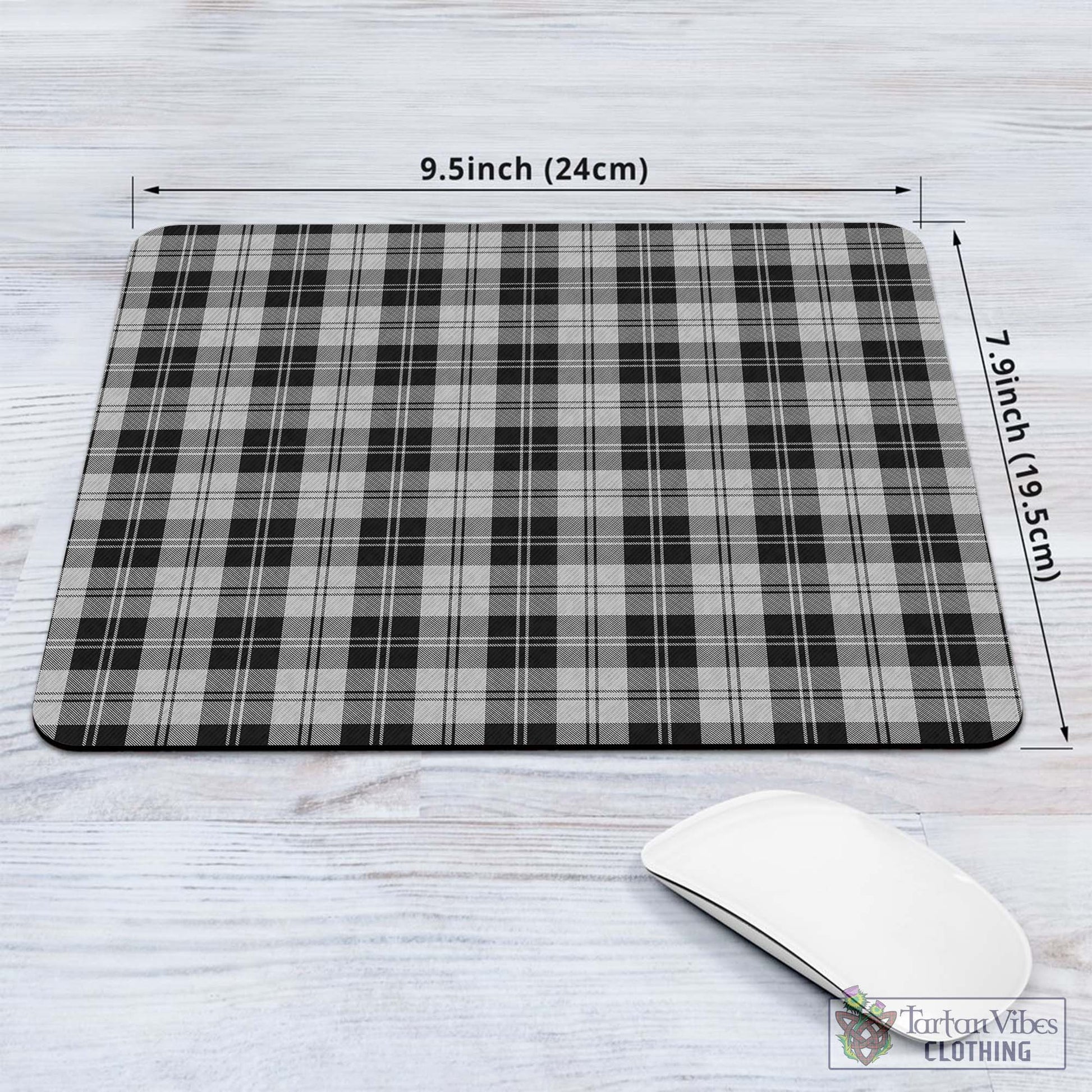 Tartan Vibes Clothing Erskine Black and White Tartan Mouse Pad