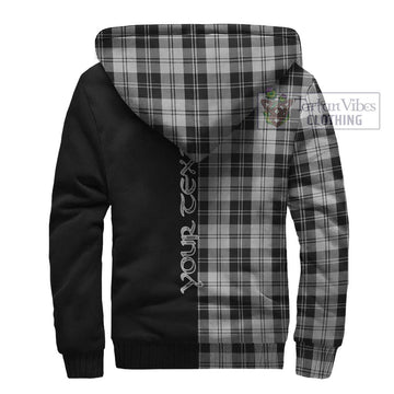 Erskine Black and White Tartan Sherpa Hoodie with Family Crest and Half Of Me Style