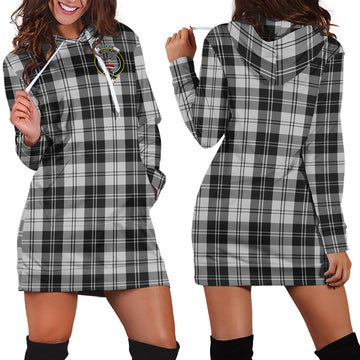 Erskine Black and White Tartan Hoodie Dress with Family Crest