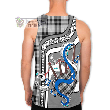 Erskine Black and White Tartan Men's Tank Top with Epic Bagpipe Style