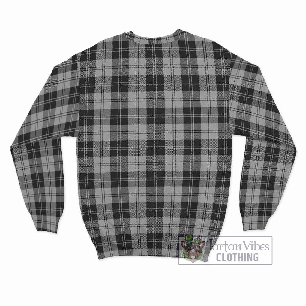 Erskine Black and White Tartan Sweatshirt with Family Crest DNA In Me Style - Tartanvibesclothing Shop