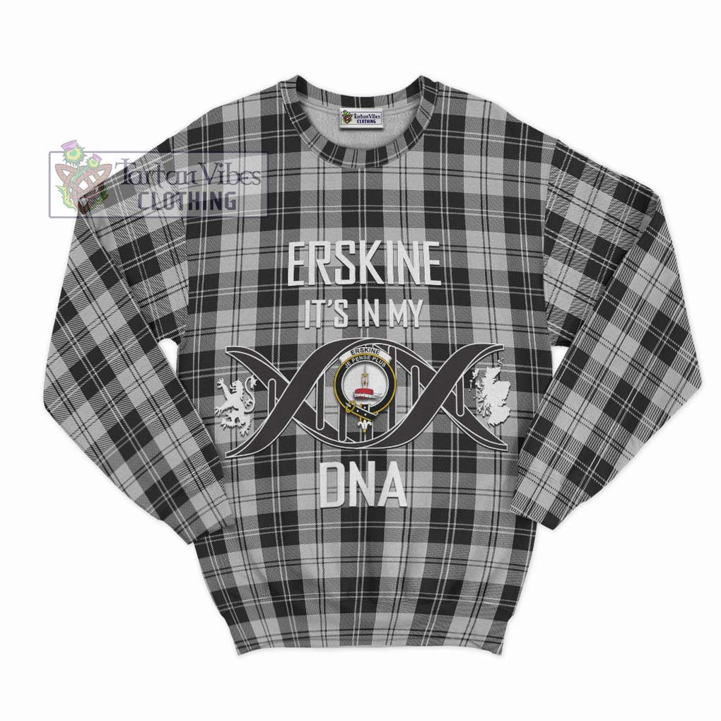 Erskine Black and White Tartan Sweatshirt with Family Crest DNA In Me Style - Tartanvibesclothing Shop