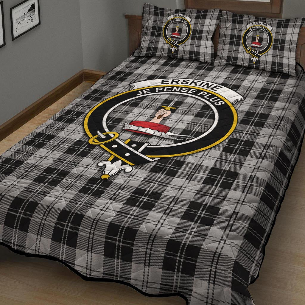 Erskine Black and White Tartan Quilt Bed Set with Family Crest - Tartan Vibes Clothing