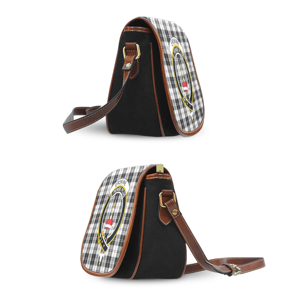 Erskine Black and White Tartan Saddle Bag with Family Crest - Tartan Vibes Clothing