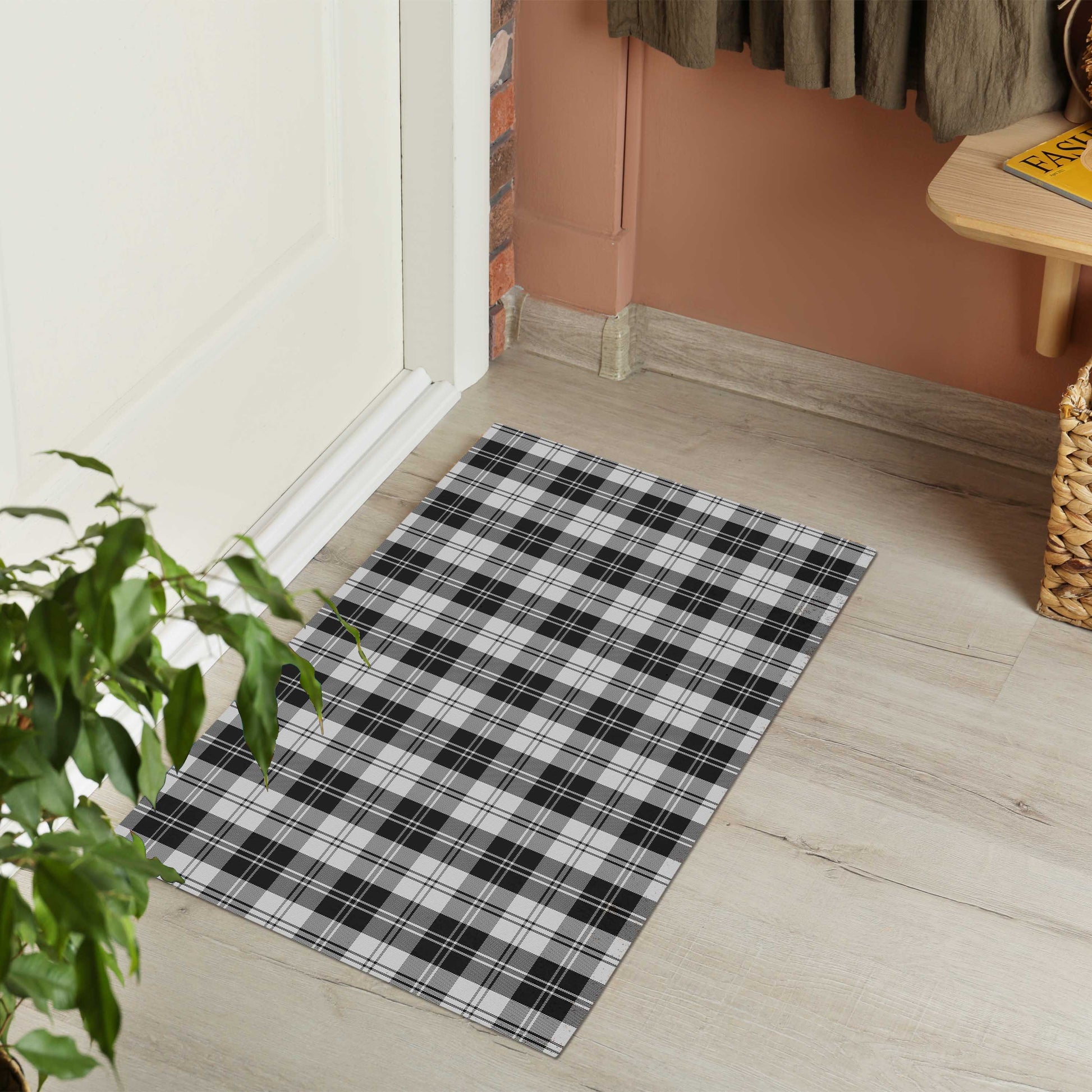 Erskine Black and White Tartan Door Mat - Tartanvibesclothing