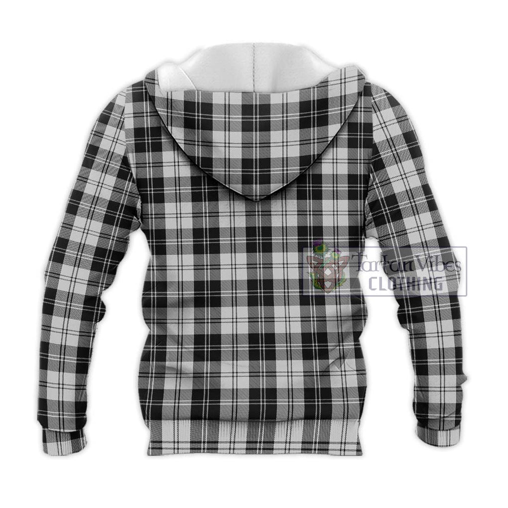 Erskine Black and White Tartan Knitted Hoodie with Family Crest DNA In Me Style - Tartanvibesclothing Shop