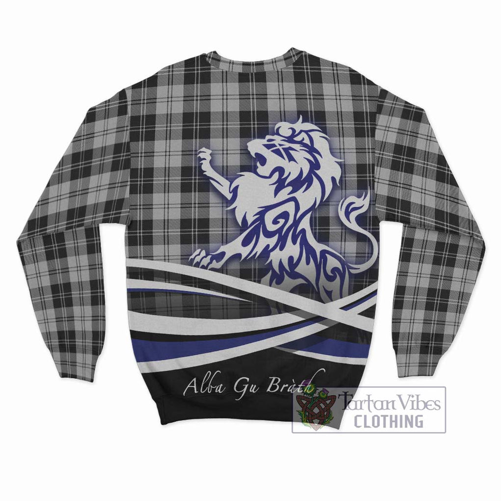 Erskine Black and White Tartan Sweatshirt with Alba Gu Brath Regal Lion Emblem - Tartanvibesclothing Shop