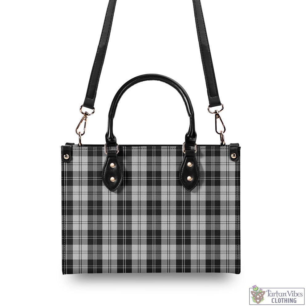 Tartan Vibes Clothing Erskine Black and White Tartan Luxury Leather Handbags