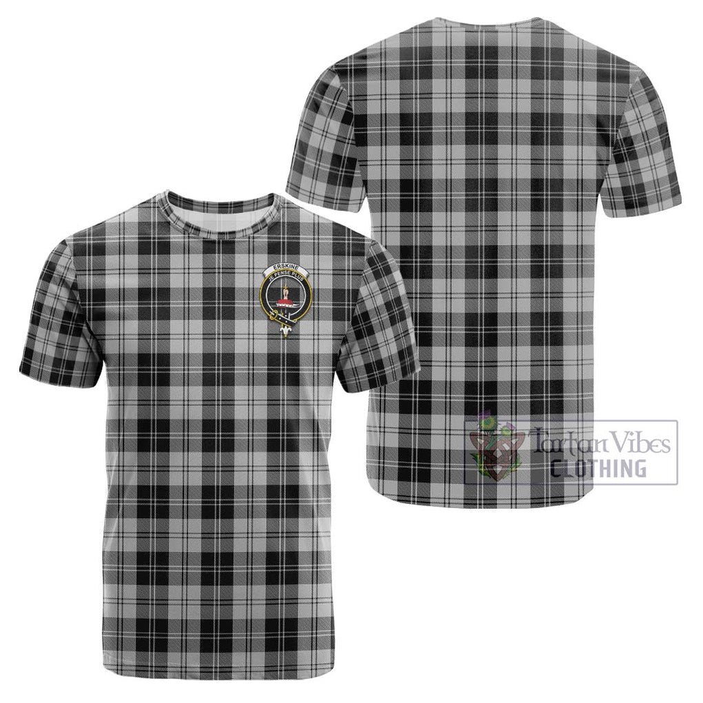 Erskine Black and White Tartan Cotton T-Shirt with Family Crest Kid's Shirt - Tartanvibesclothing Shop