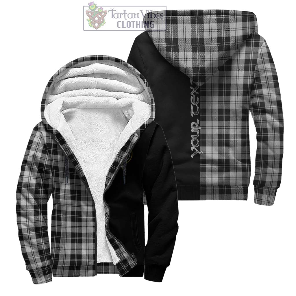 Erskine Black and White Tartan Sherpa Hoodie with Family Crest and Half Of Me Style Unisex - Tartanvibesclothing Shop