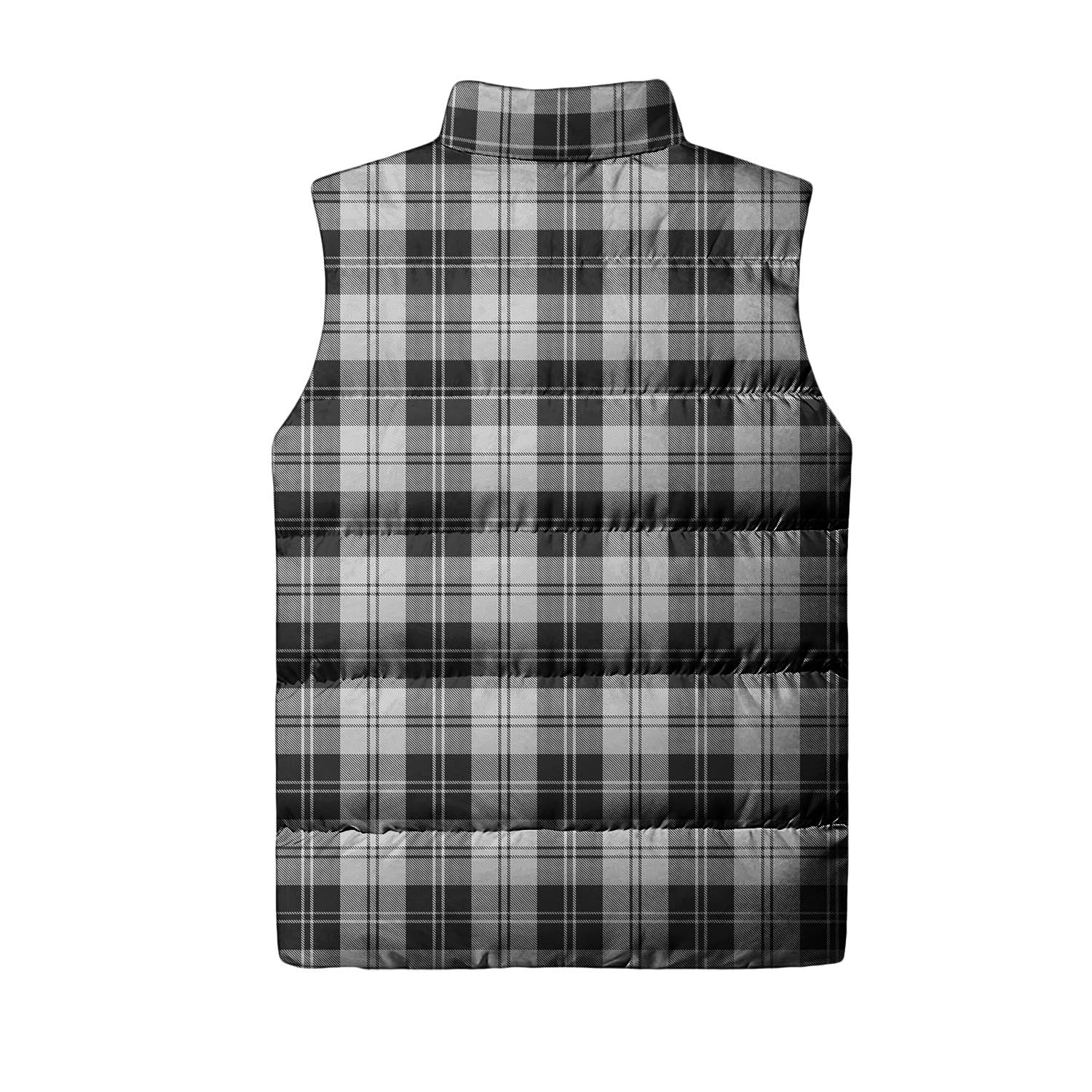 Erskine Black and White Tartan Sleeveless Puffer Jacket with Family Crest - Tartanvibesclothing