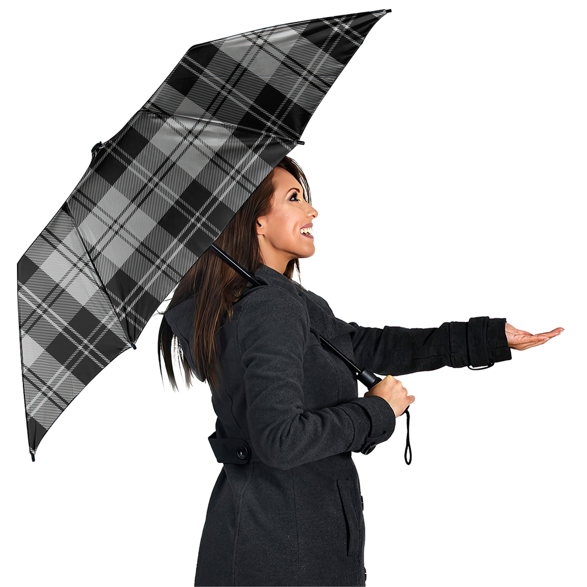 Erskine Black and White Tartan Umbrella - Tartanvibesclothing