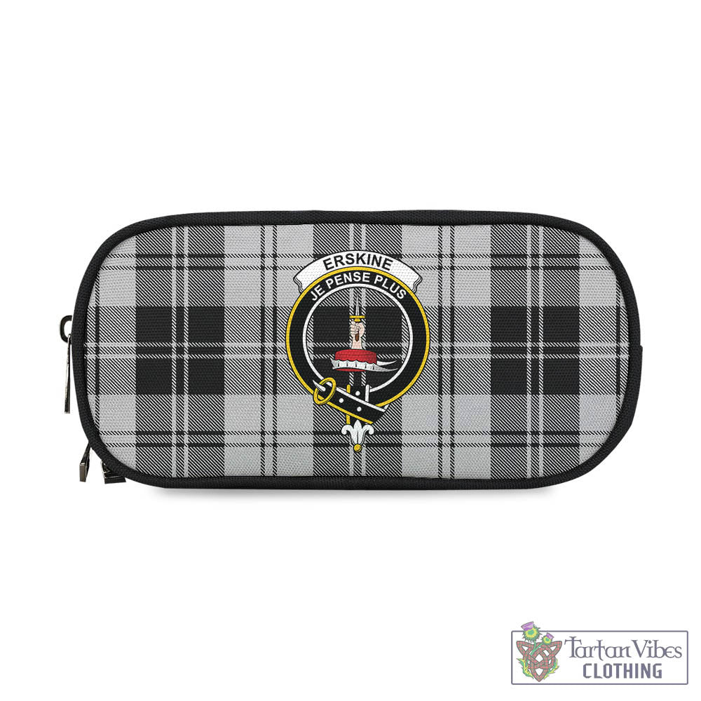 Tartan Vibes Clothing Erskine Black and White Tartan Pen and Pencil Case with Family Crest