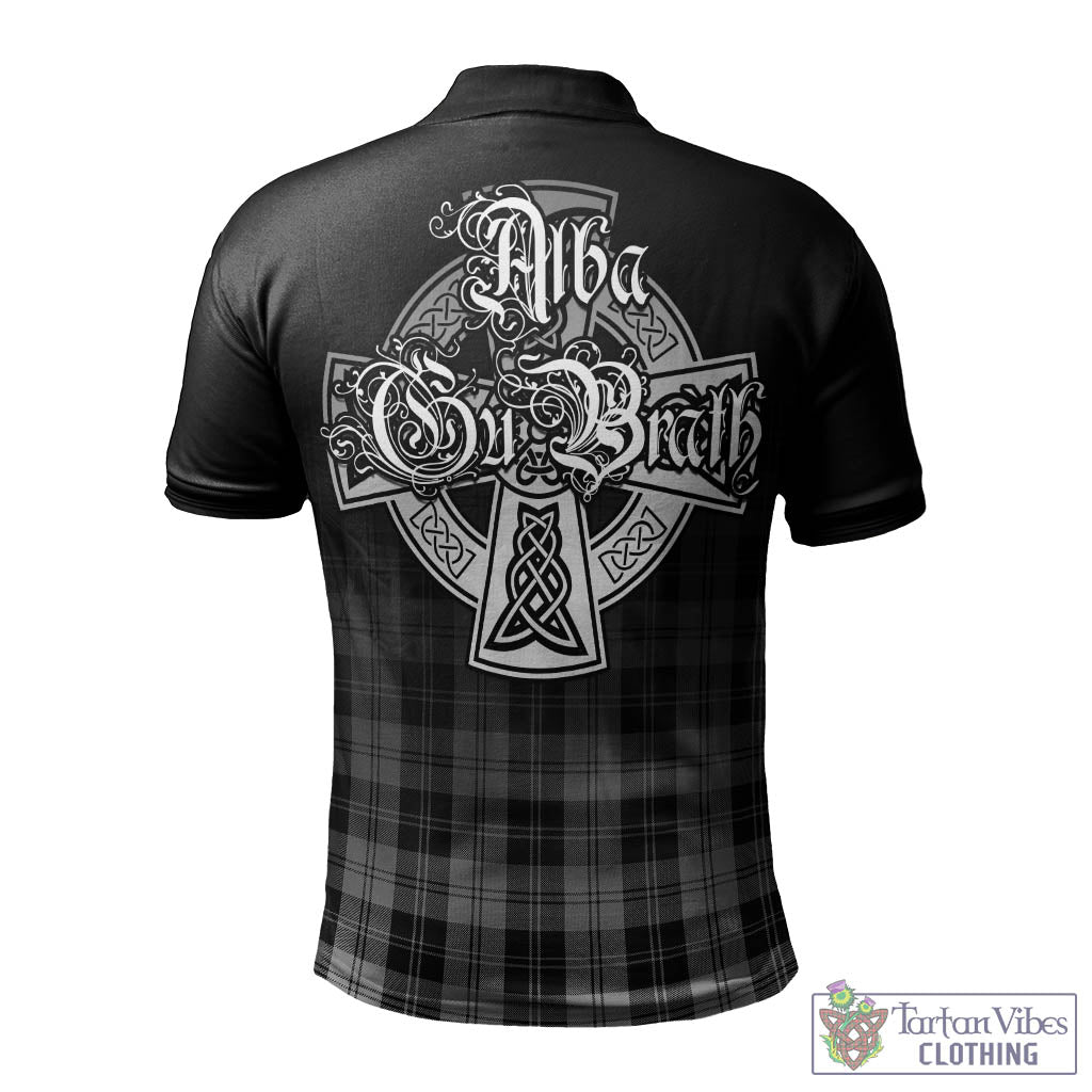 Tartan Vibes Clothing Erskine Black and White Tartan Polo Shirt Featuring Alba Gu Brath Family Crest Celtic Inspired