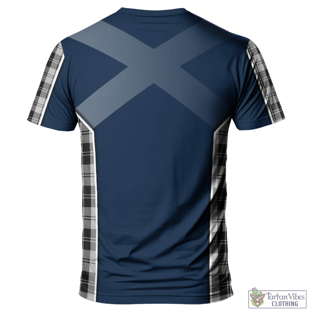 Tartan Vibes Clothing Erskine Black and White Tartan T-Shirt with Family Crest and Lion Rampant Vibes Sport Style