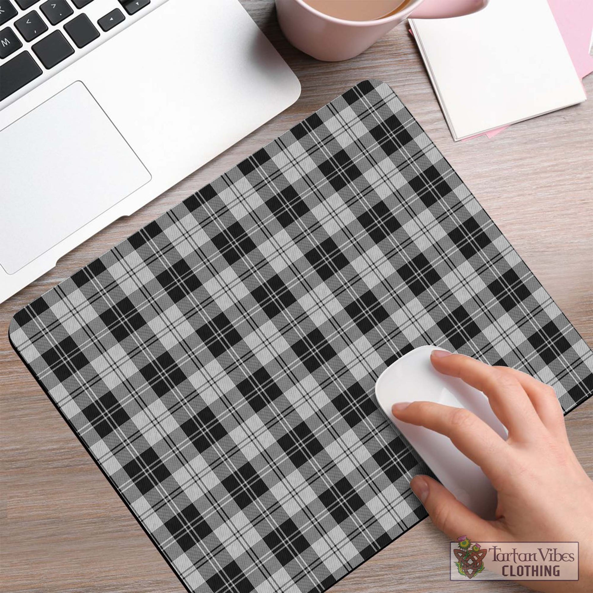 Tartan Vibes Clothing Erskine Black and White Tartan Mouse Pad