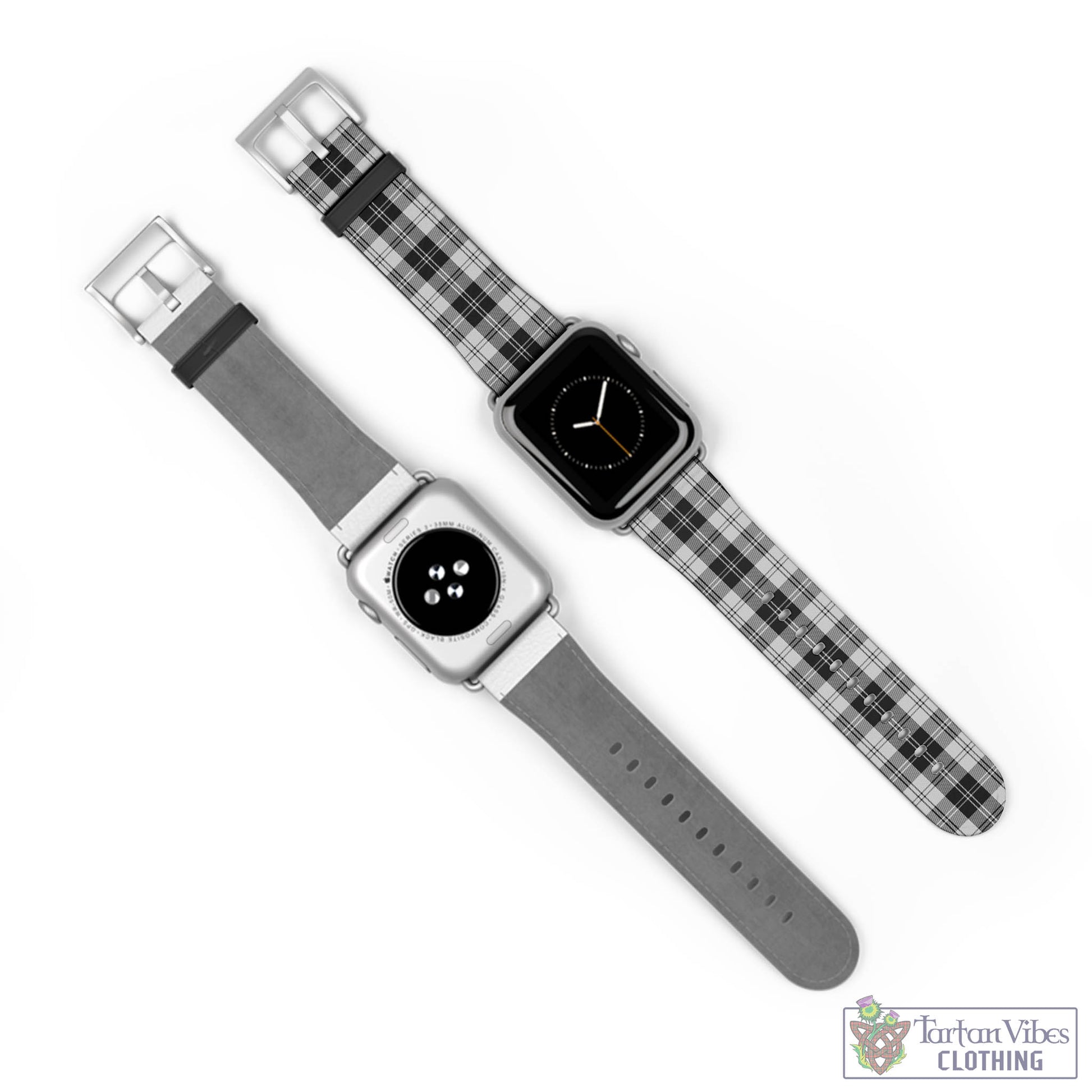 Tartan Vibes Clothing Erskine Black and White Tartan Watch Band