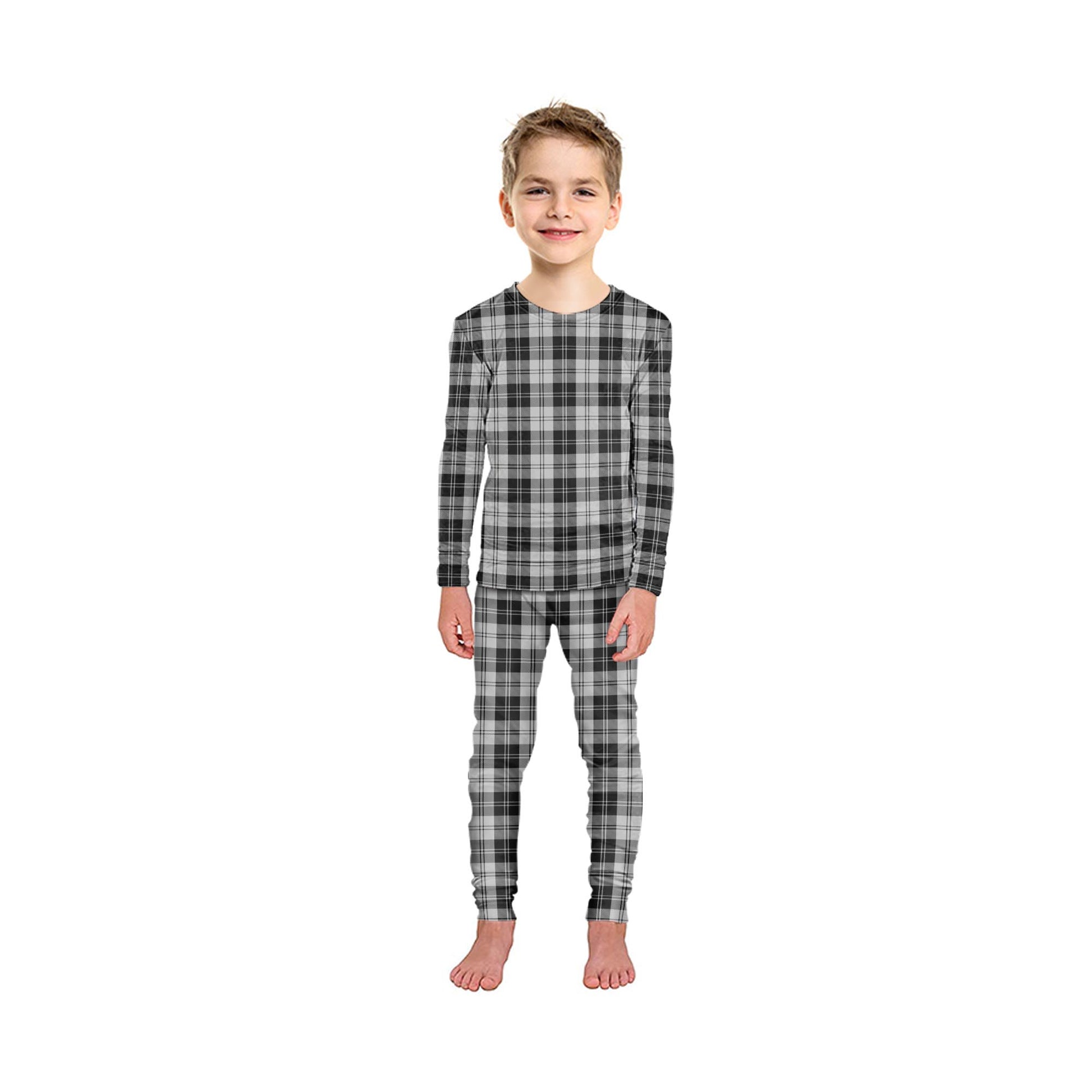 Erskine Black and White Tartan Pajamas Family Set - Tartan Vibes Clothing