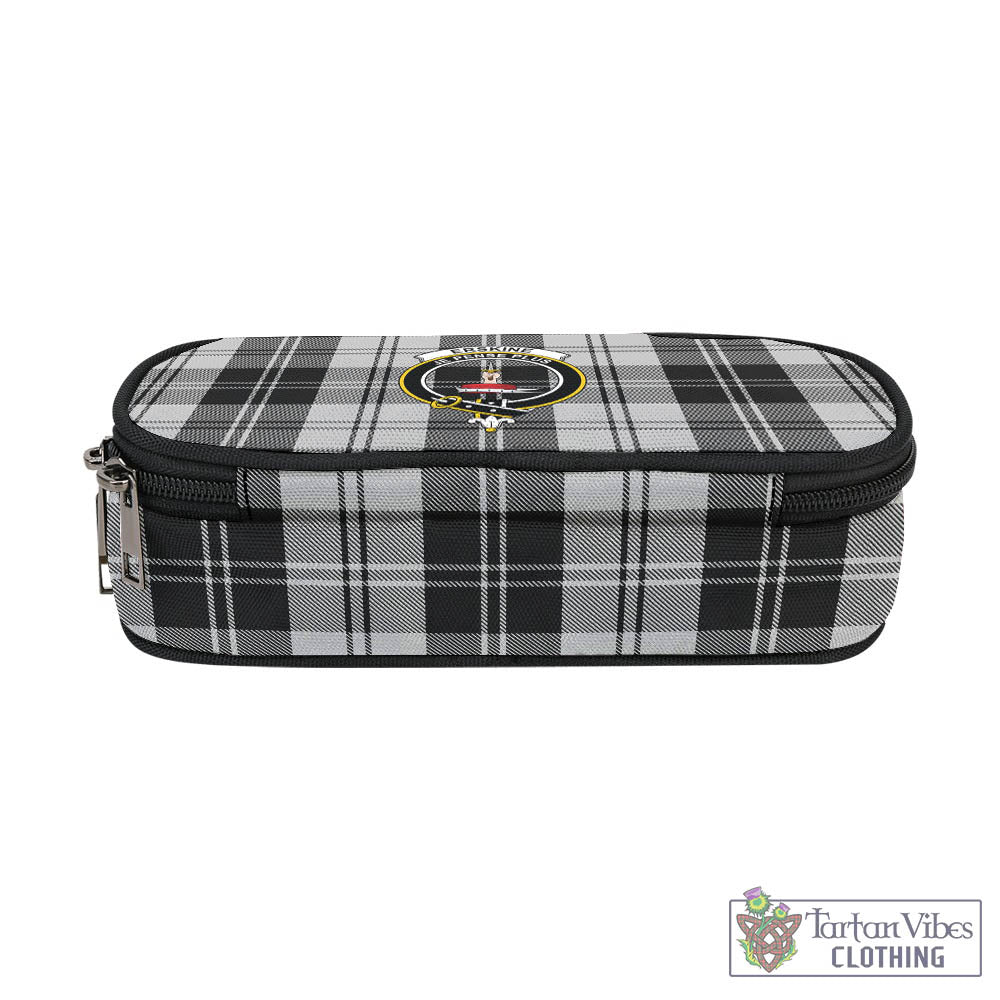 Tartan Vibes Clothing Erskine Black and White Tartan Pen and Pencil Case with Family Crest