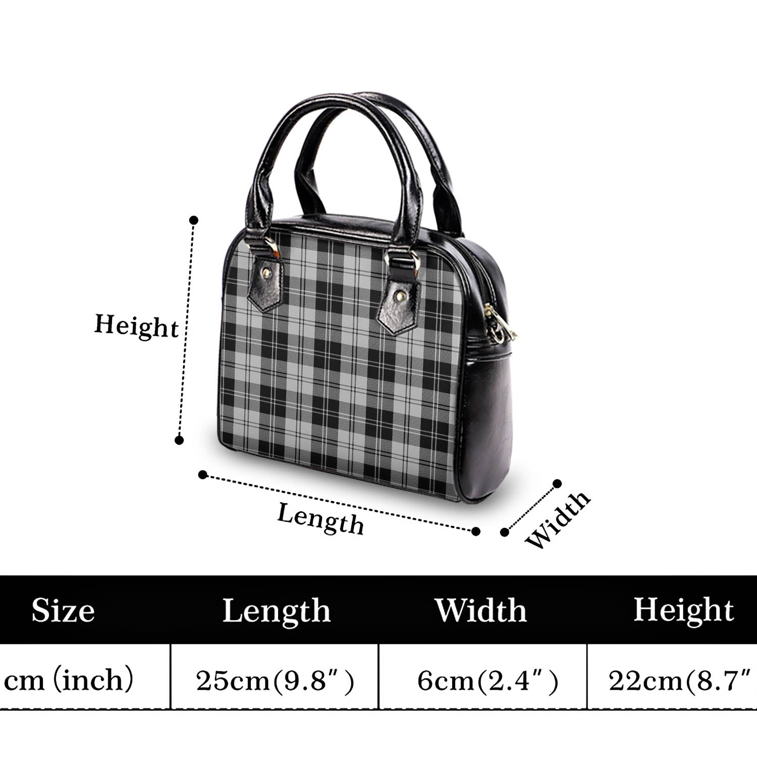 Erskine Black and White Tartan Shoulder Handbags - Tartanvibesclothing