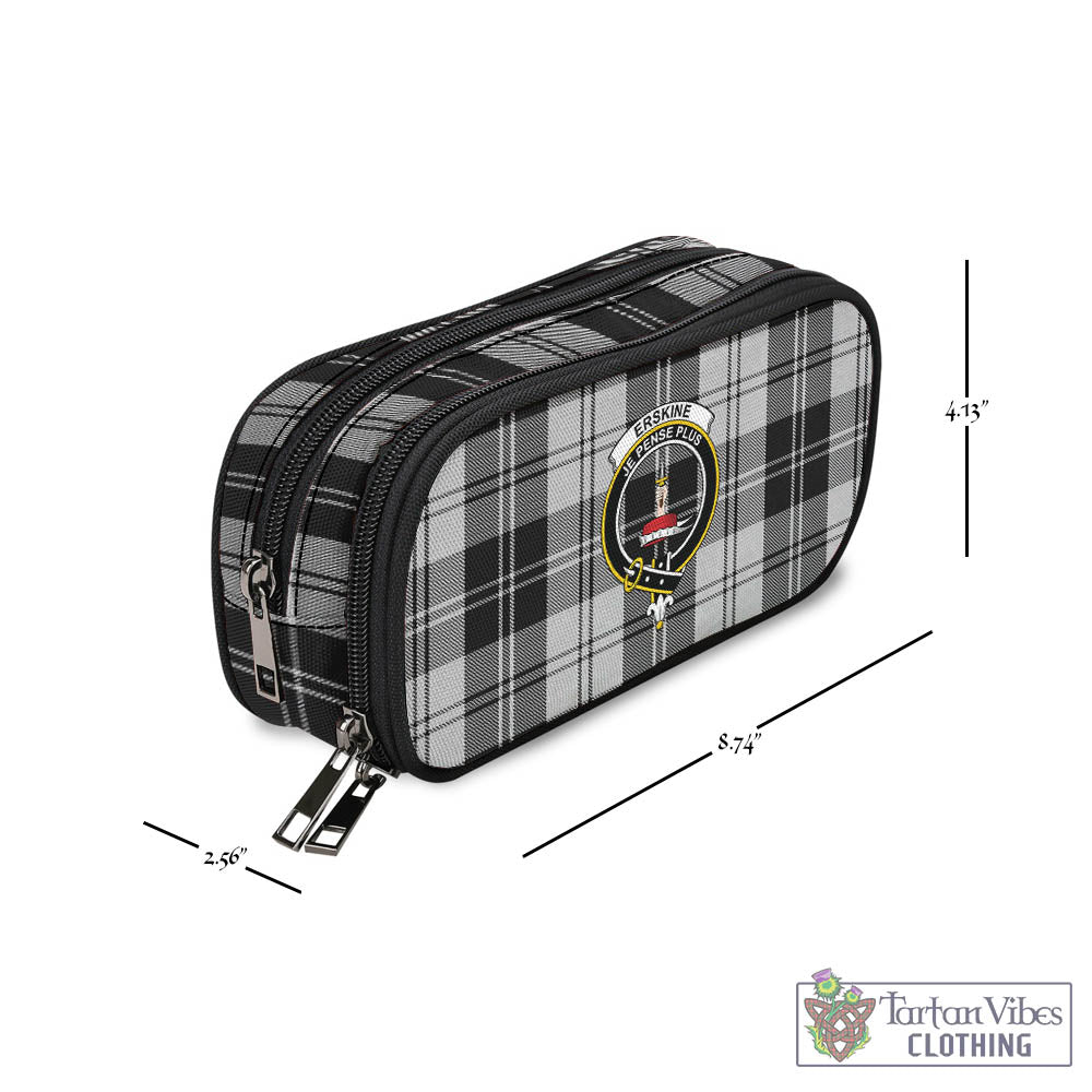 Tartan Vibes Clothing Erskine Black and White Tartan Pen and Pencil Case with Family Crest