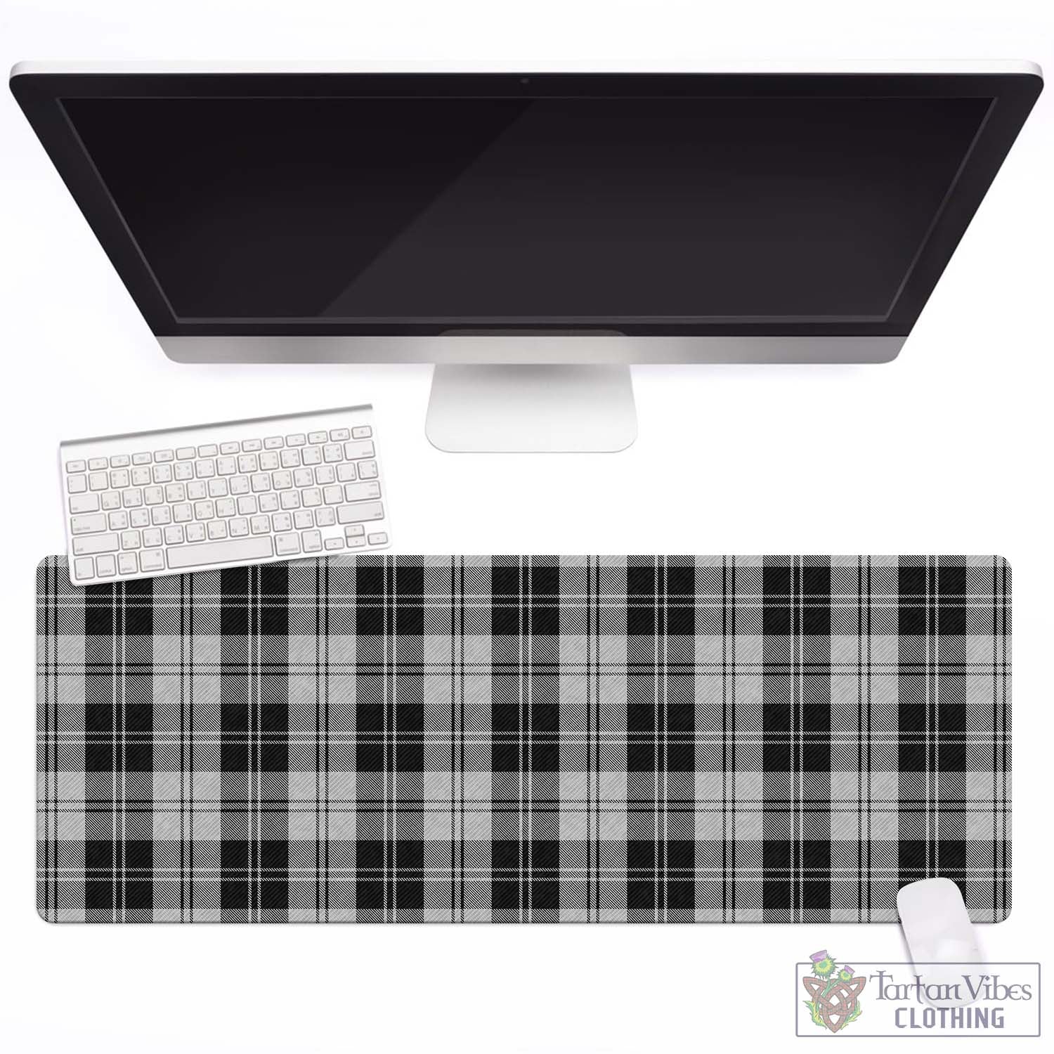 Tartan Vibes Clothing Erskine Black and White Tartan Mouse Pad