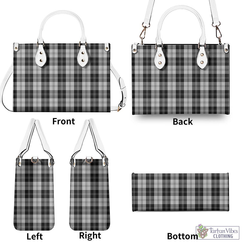 Tartan Vibes Clothing Erskine Black and White Tartan Luxury Leather Handbags