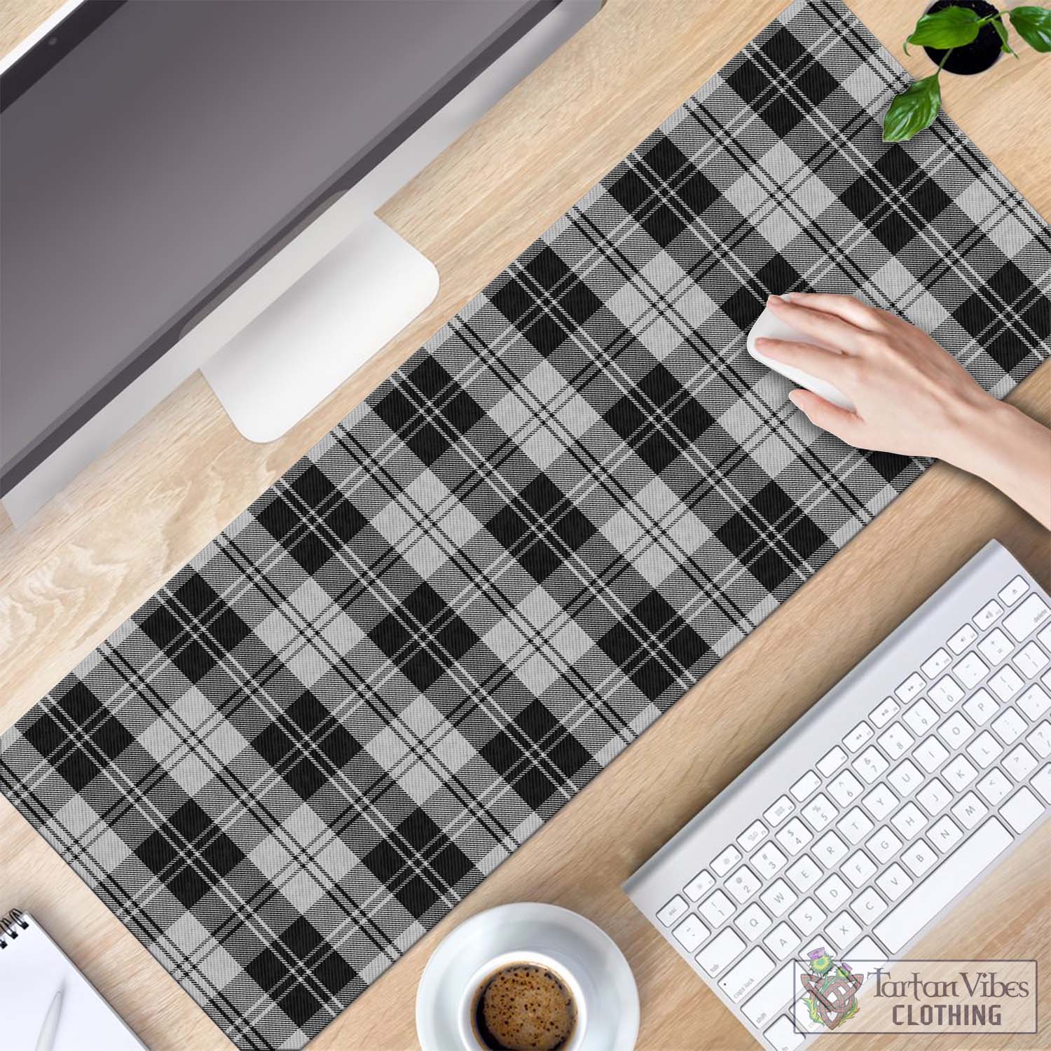 Tartan Vibes Clothing Erskine Black and White Tartan Mouse Pad