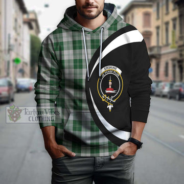 Erskine Green Tartan Hoodie with Family Crest Circle Style