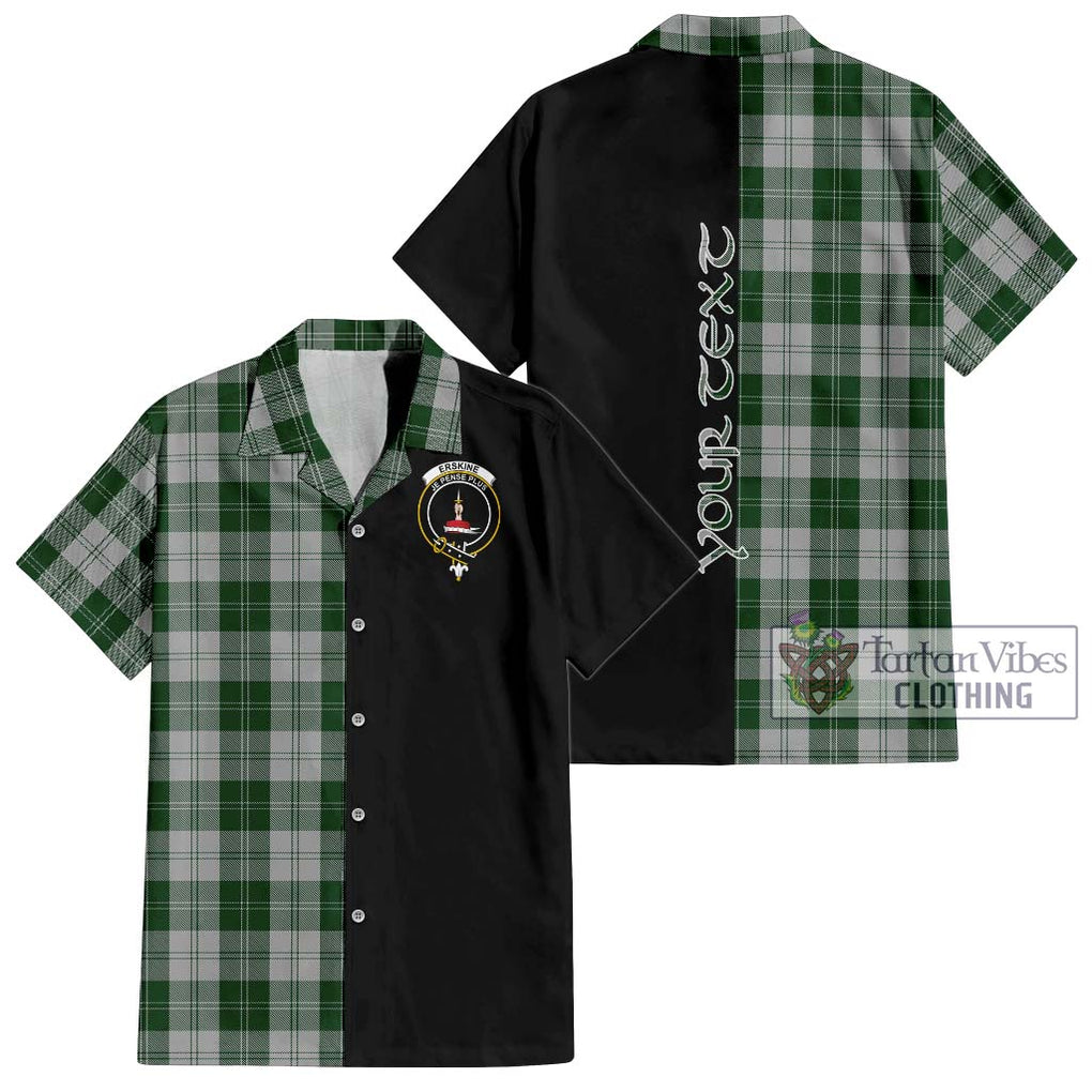 Erskine Green Tartan Short Sleeve Button Shirt with Family Crest and Half Of Me Style Kid - Tartanvibesclothing Shop