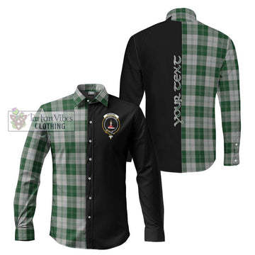 Erskine Green Tartan Long Sleeve Button Shirt with Family Crest and Half Of Me Style