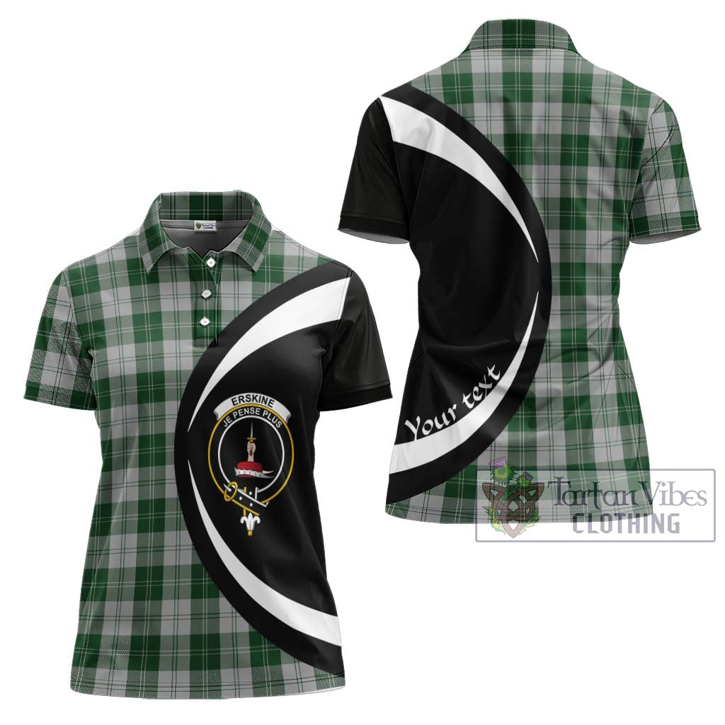 Erskine Green Tartan Women's Polo Shirt with Family Crest Circle Style Women - Tartan Vibes Clothing