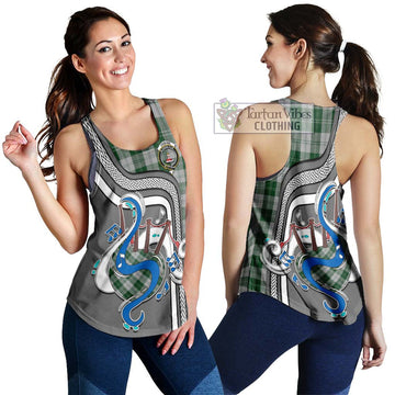 Erskine Green Tartan Women's Racerback Tanks with Epic Bagpipe Style