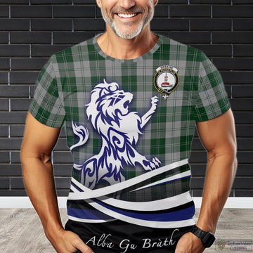 Erskine Green Tartan T-Shirt with Alba Gu Brath Regal Lion Emblem