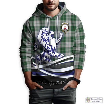 Erskine Green Tartan Hoodie with Alba Gu Brath Regal Lion Emblem