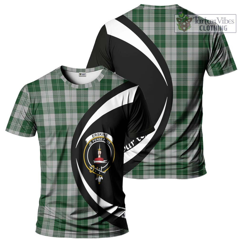 Tartan Vibes Clothing Erskine Green Tartan T-Shirt with Family Crest Circle Style