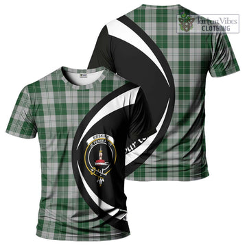 Erskine Green Tartan T-Shirt with Family Crest Circle Style