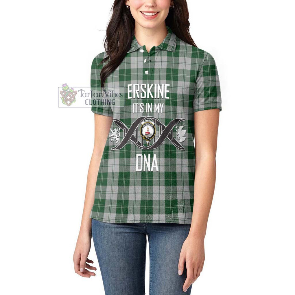 Erskine Green Tartan Women's Polo Shirt with Family Crest DNA In Me Style Women - Tartanvibesclothing Shop