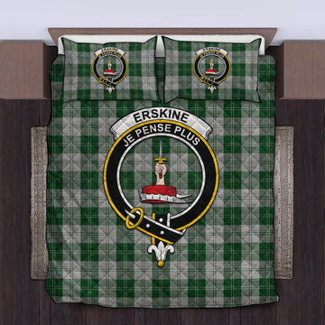 Erskine Green Tartan Quilt Bed Set with Family Crest