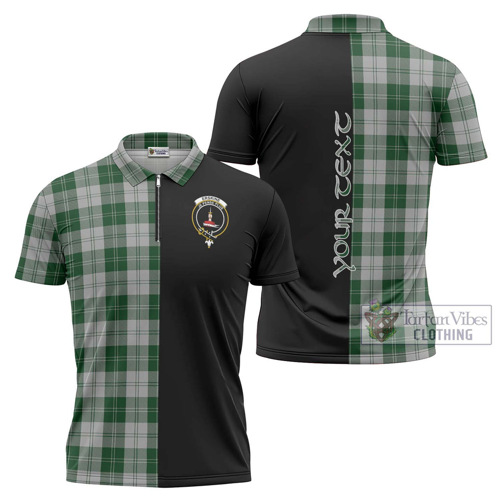 Erskine Green Tartan Zipper Polo Shirt with Family Crest and Half Of Me Style Unisex - Tartanvibesclothing Shop