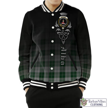 Erskine Green Tartan Baseball Jacket Featuring Alba Gu Brath Family Crest Celtic Inspired