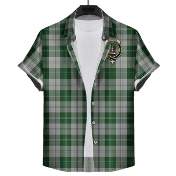 Erskine Green Tartan Short Sleeve Button Down Shirt with Family Crest