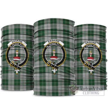 Erskine Green Tartan Neck Gaiters, Tartan Bandanas, Tartan Head Band with Family Crest