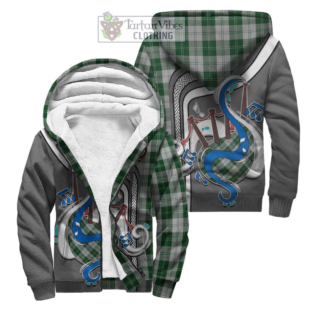 Erskine Green Tartan Sherpa Hoodie with Epic Bagpipe Style Unisex S - Tartanvibesclothing Shop