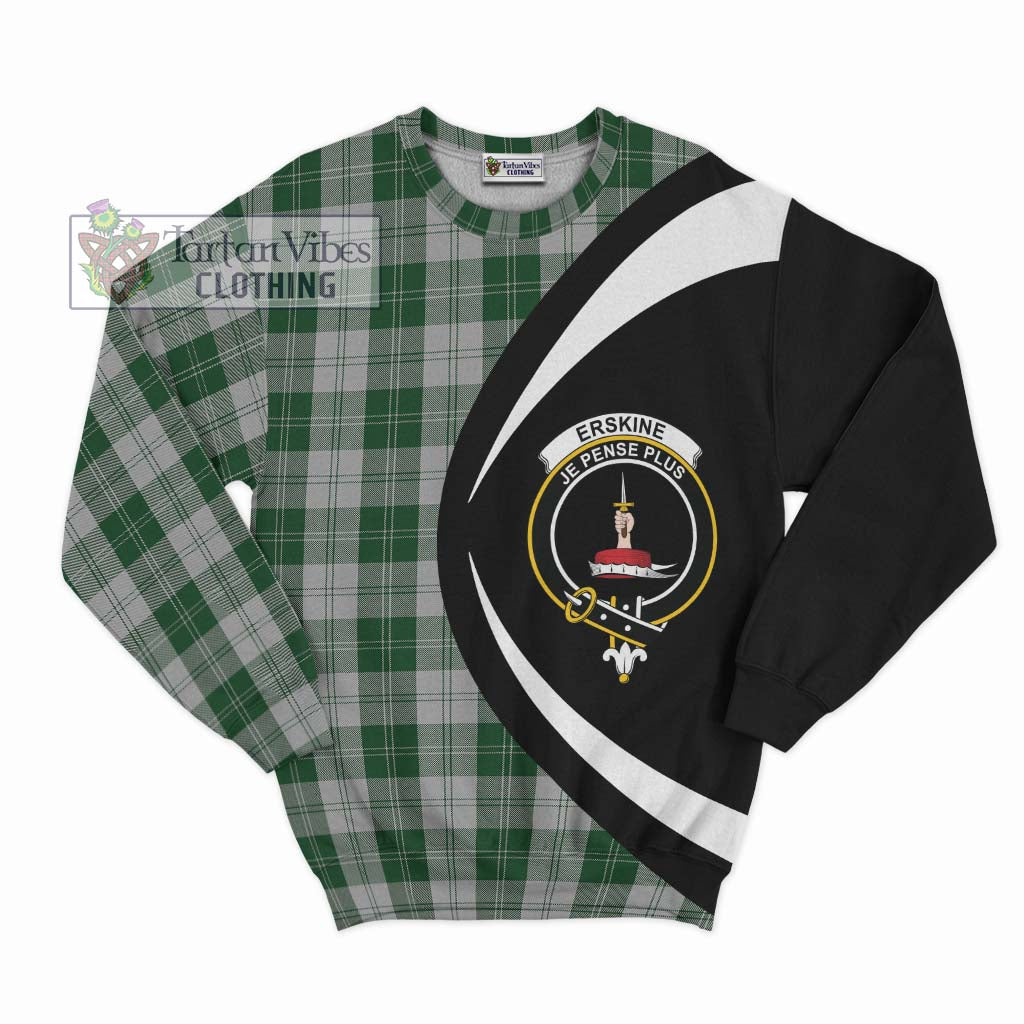 Erskine Green Tartan Sweatshirt with Family Crest Circle Style Unisex - Tartan Vibes Clothing