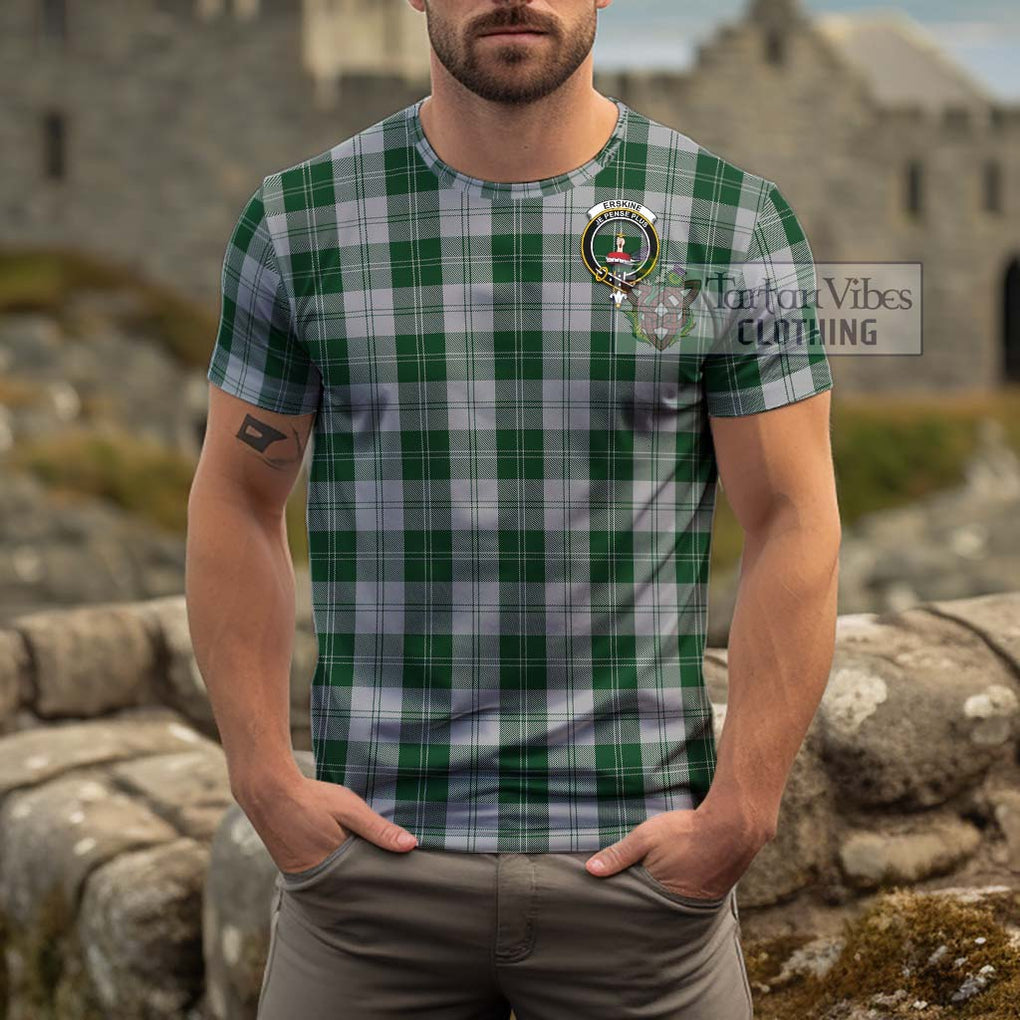 Erskine Green Tartan Cotton T-Shirt with Family Crest Men's Shirt - Tartanvibesclothing Shop